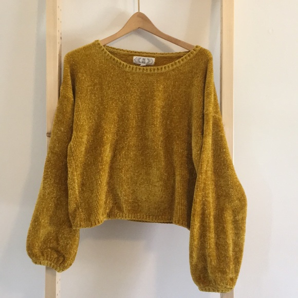 Pink Rose Sweaters - 3/$18 Velvet Mustard Yellow Cropped Sweater